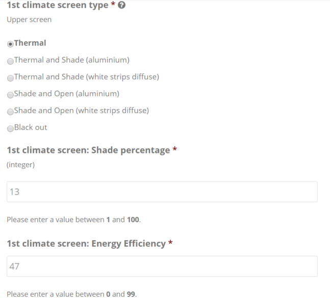 Fonctionnement Hortinergy Climate screen types
